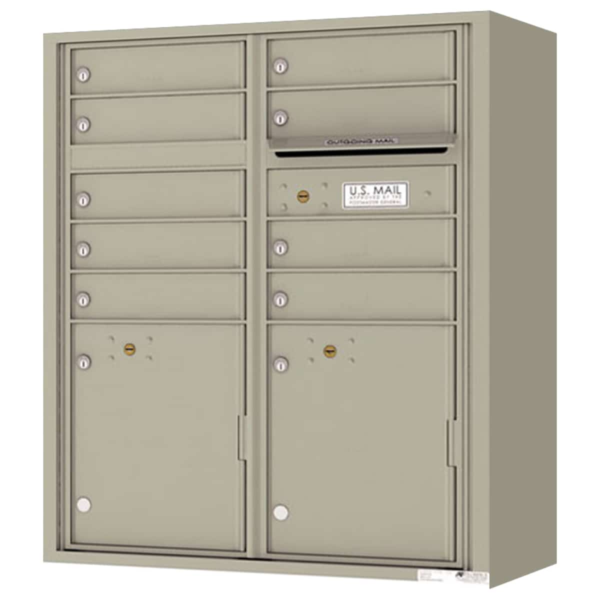 Surface Mount 4C Horizontal Mailbox – 9 Doors 2 Parcel Lockers – Front Loading – 4CADD-09-SM Product Image