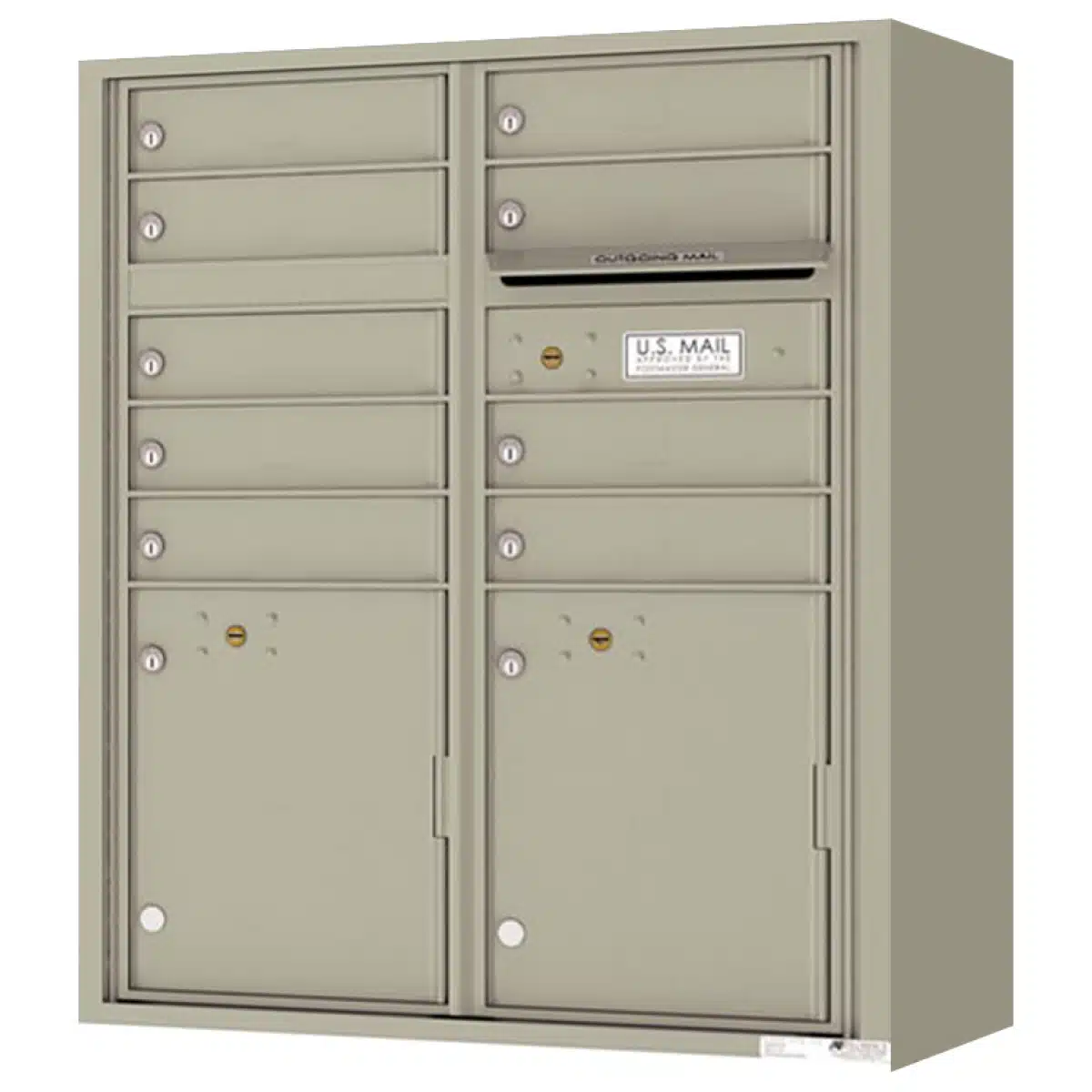 Surface Mount 4C Horizontal Mailbox – 9 Doors 2 Parcel Lockers – Front Loading – 4CADD-09-SM Product Image