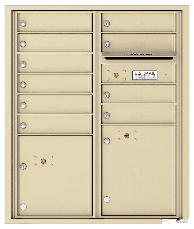 Florence Recessed 4C Horizontal Mailbox – 10 Tenant Doors, 2 Parcel Lockers – Front Loading – ADA Compliant Max Height – Private Delivery Product Image
