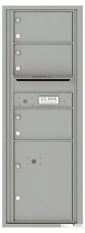 Recessed 4C Horizontal Mailbox – 3 Doors 1 Parcel Locker – Front Loading – 4C13S-03 – USPS Approved Product Image