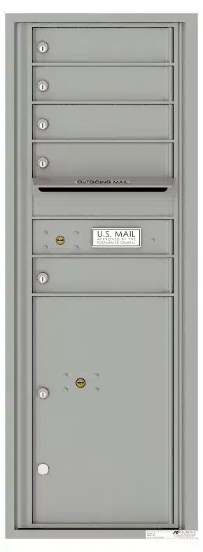 Recessed 4C Horizontal Mailbox – 5 Doors 1 Parcel Locker – Front Loading – 4C13S-05 – USPS Approved Product Image