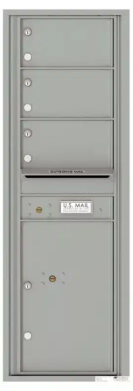 Recessed 4C Horizontal Mailbox – 3 Doors 1 Parcel Locker – Front Loading – 4C14S-03 – USPS Approved Product Image