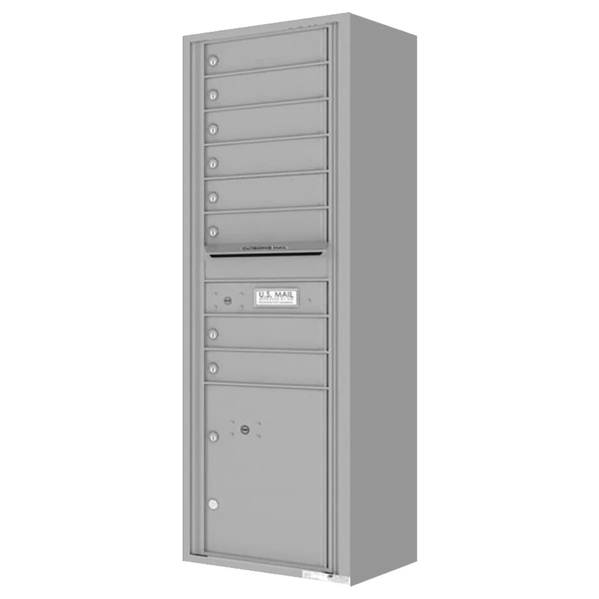 Surface Mount 4C Horizontal Mailbox – 8 Doors 1 Parcel Locker – Front Loading – 4C15S-08-SM Product Image