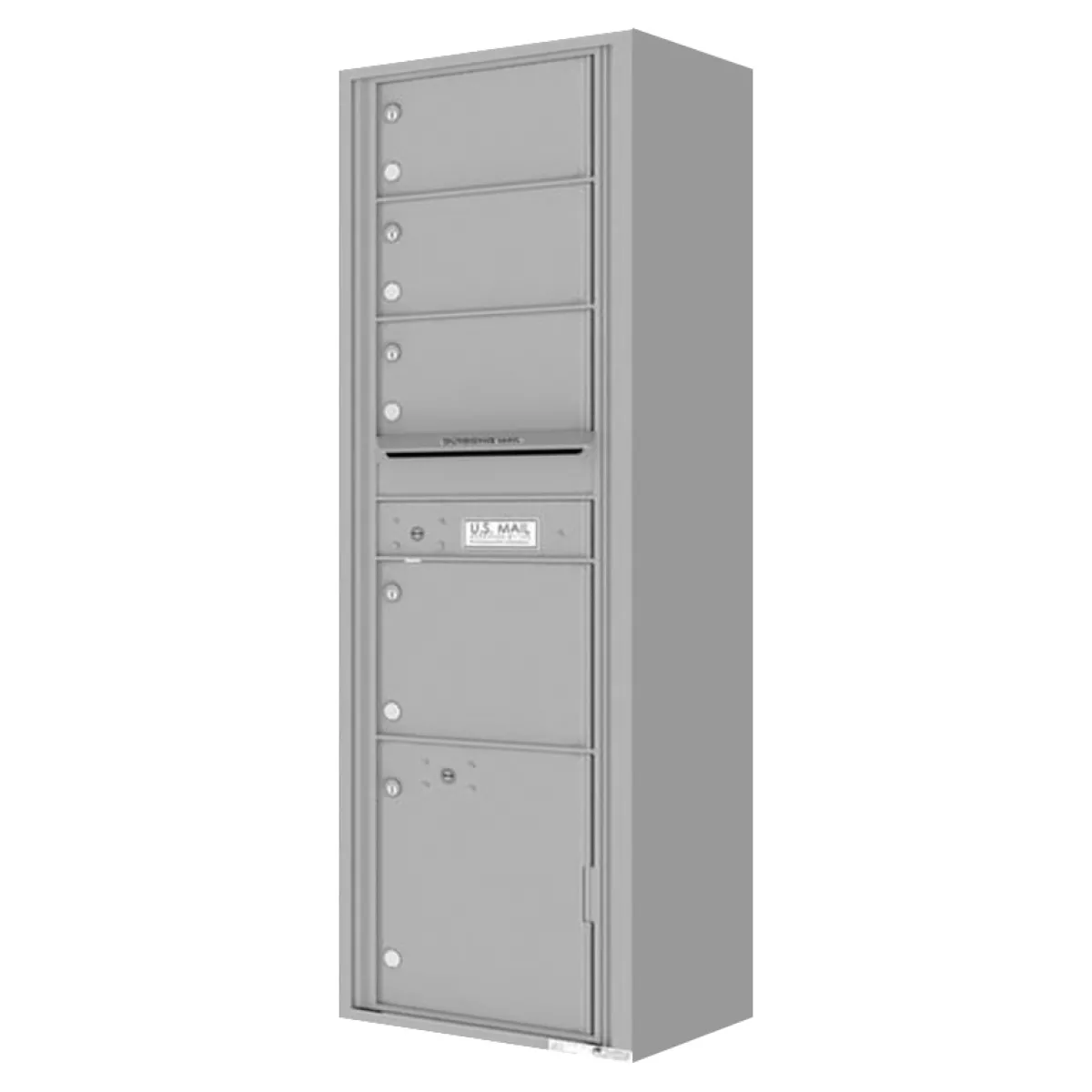 Surface Mount 4C Horizontal Mailbox – 4 Doors 1 Parcel Locker – Front Loading – 4C16S-04-SM Product Image