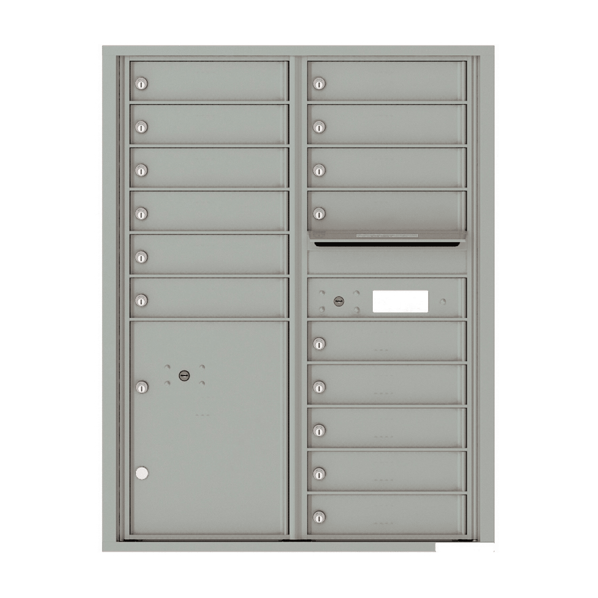 Recessed 4C Horizontal Mailbox – 15 Doors 1 Parcel Locker – Front Loading – 4C11D-15-CK25750 – Private Delivery Product Image