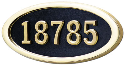 Gaines Large Oval Wall Address Plaque with Polished Brass Frame Product Image