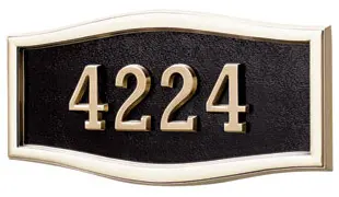 Gaines Large Roundtangle Wall Address Plaque with Polished Brass Frame Product Image