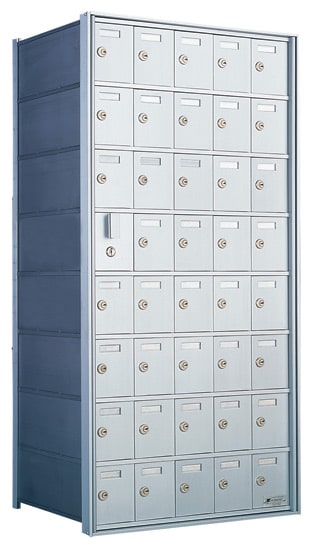 8 Doors High x 5 Doors (39 Tenants) 1600 Front-Load Private Distribution Mailbox in Anodized Aluminum Finish Product Image