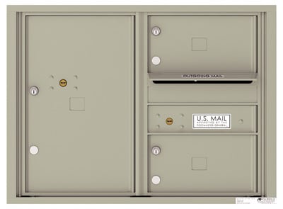 Surface Mount 4C Horizontal Mailbox – 2 Doors 1 Parcel Locker – Front Loading – 4C06D-02-SM Product Image