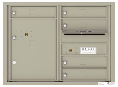 Recessed 4C Horizontal Mailbox – 5 Doors 1 Parcel Locker – Front Loading – 4C06D-05-CK25750 – Private Delivery Product Image