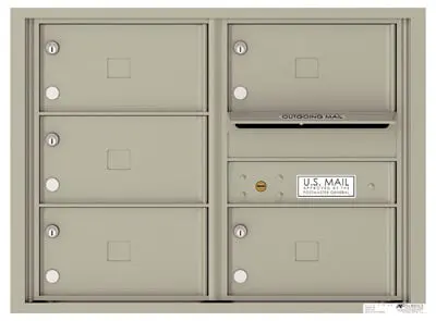 Recessed 4C Horizontal Mailbox – 5 Doors – Front Loading – 4C06D-05X – USPS Approved Product Image