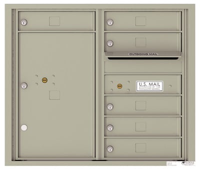 Surface Mount 4C Horizontal Mailbox – 6 Doors 1 Parcel Locker – Front Loading – 4C07D-06-4CSM07D – USPS Approved Product Image