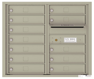 Surface Mount 4C Horizontal Mailbox – 12 Doors 0 Parcel Locker – Front Loading – 4C07D-12-SM Product Image