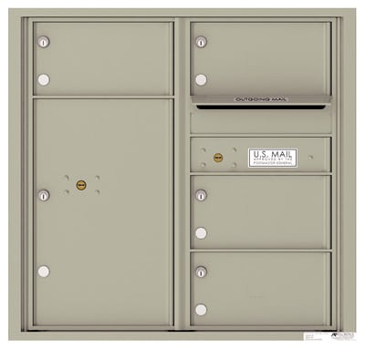 Recessed 4C Horizontal Mailbox – 4 Doors 1 Parcel Locker – Front Loading – 4C08D-04-CK25750 – Private Delivery Product Image