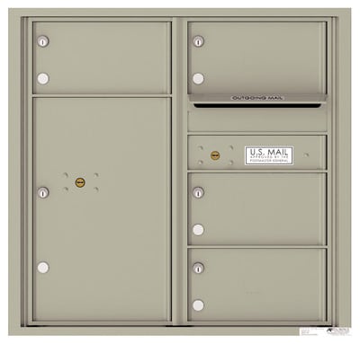 Surface Mount 4C Horizontal Mailbox – 4 Doors 1 Parcel Locker – Front Loading – 4C08D-04-SM Product Image