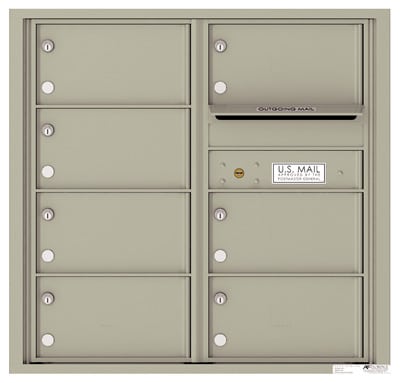 Surface Mount 4C Horizontal Mailbox – 7 Doors – Front Loading – 4C08D-07-4CSM08D – USPS Approved Product Image