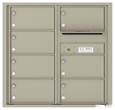 Surface Mount 4C Horizontal Mailbox – 7 Doors – Front Loading – 4C08D-07-SM Product Image