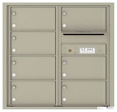 Recessed 4C Horizontal Mailbox – 7 Doors – Front Loading – 4C08D-07 – USPS Approved Product Image