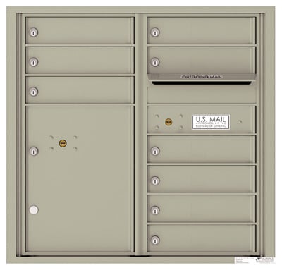 Surface Mount 4C Horizontal Mailbox – 9 Doors, 1 Parcel Locker – 4C08D-09-4CSM08D – USPS Approved Product Image