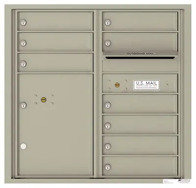 Recessed 4C Horizontal Mailbox – 9 Doors 1 Parcel Locker – Front Loading – 4C08D-09 – USPS Approved Product Image