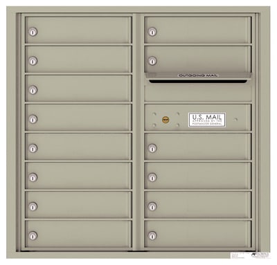 Surface Mount 4C Horizontal Mailbox – 14 Doors 0 Parcel Locker – Front Loading – 4C08D-14-SM Product Image