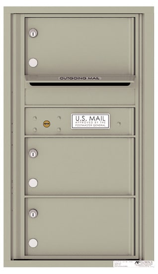 Surface Mount 4C Horizontal Mailbox – 3 Doors – Front Loading – 4C08S-03-SM Product Image