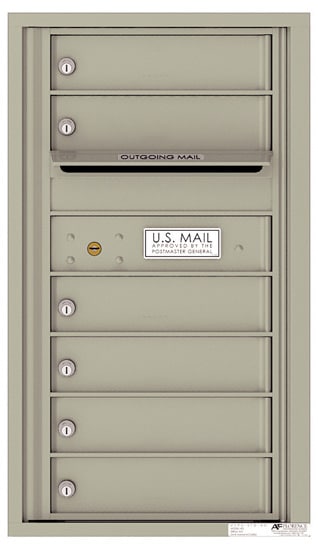 Surface Mount 4C Horizontal Mailbox – 6 Doors – Front Loading – 4C08S-06-SM Product Image