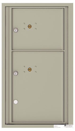 Surface Mount 4C Horizontal Mailbox – 2 Parcel Lockers – Front Loading – 4C08S-2P-SM Product Image