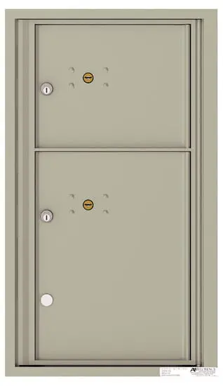 Recessed 4C Horizontal Mailbox – 2 Parcel Lockers – Front Loading – 4C08S-2P – USPS Approved Product Image