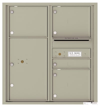 Recessed 4C Horizontal Mailbox – 4 Doors 1 Parcel Locker – Front Loading – 4C09D-04 – USPS Approved Product Image