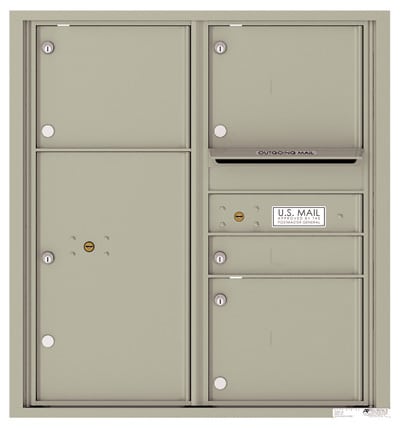 Surface Mount 4C Horizontal Mailbox – 4 Doors 1 Parcel Locker – Front Loading – 4C09D-04-SM Product Image