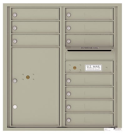 Surface Mount 4C Horizontal Mailbox – 10 Doors, 1 Parcel Locker – 4C09D-10-4CSM09D – USPS Approved Product Image
