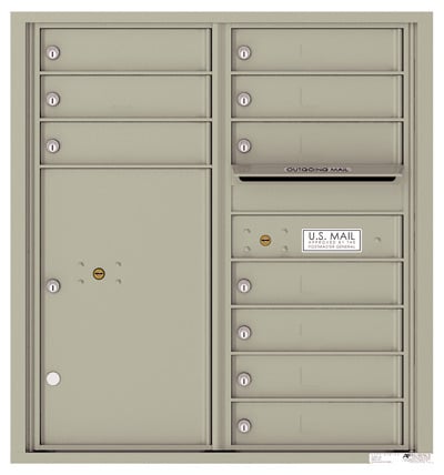 Recessed 4C Horizontal Mailbox – 10 Doors 1 Parcel Lockers – Front Loading – 4C09D-10-CK25750 – Private Delivery Product Image