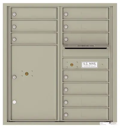 Recessed 4C Horizontal Mailbox – 10 Doors 1 Parcel Locker – Front Loading – 4C09D-10 – USPS Approved Product Image