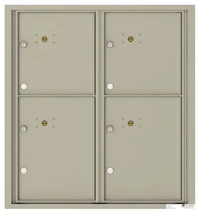 Recessed 4C Horizontal Mailbox – 4 Parcel Lockers – Front Loading – 4C09D-4P – USPS Approved Product Image