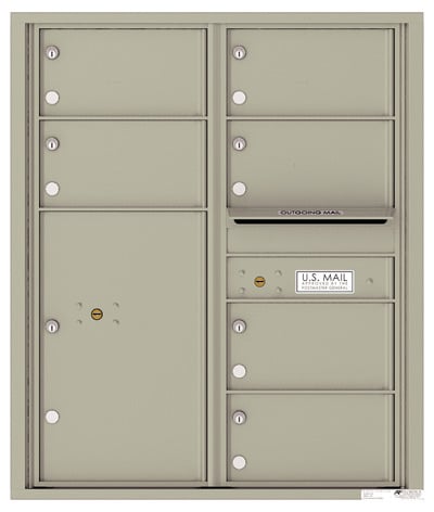 Surface Mount 4C Horizontal Mailbox – 6 Doors, 1 Parcel Locker – 4C10D-06-SM Product Image