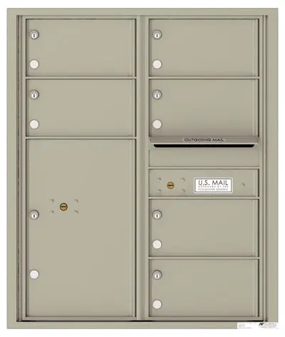 Recessed 4C Horizontal Mailbox – 6 Doors 1 Parcel Locker – Front Loading – 4C10D-06 – USPS Approved Product Image