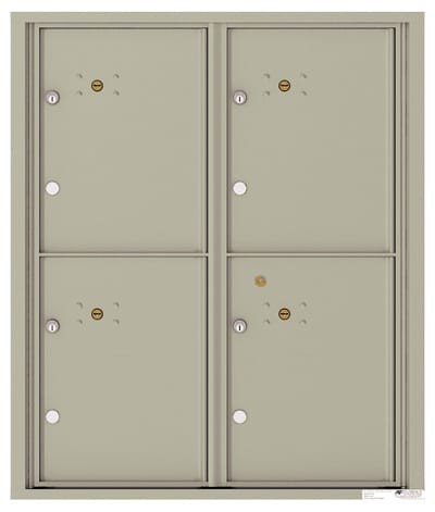 Recessed 4C Horizontal Mailbox – 4 Parcel Lockers – Front Loading – 4CADD-4P-CK25750 – Private Delivery Product Image