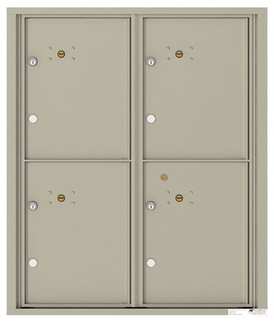 Florence Recessed 4C Horizontal Mailbox – 4 Parcel Lockers – Front Loading – ADA Compliant Max Height – USPS Access Product Image