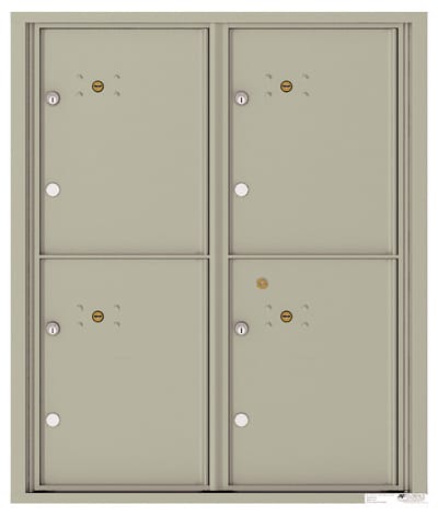 Surface Mount 4C Horizontal Mailbox – 4 Parcel Locker – Front Loading – 4CADD-4P-SM Product Image