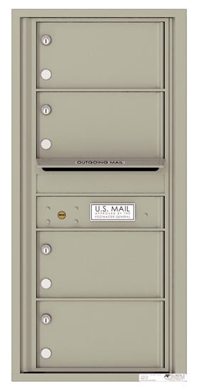 Surface Mount 4C Horizontal Mailbox – 4 Doors – Front Loading – 4C10S-04-4CSM10S – USPS Approved Product Image