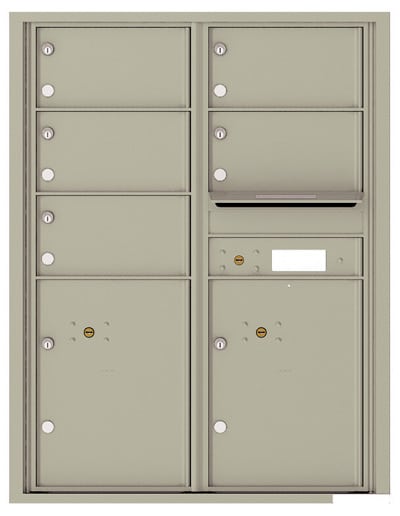 Recessed 4C Horizontal Mailbox – 5 Doors 2 Parcel Lockers – Front Loading – 4C11D-05-CK25750 – Private Delivery Product Image