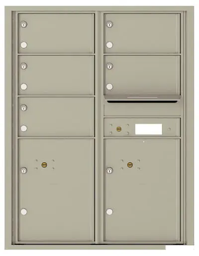 Recessed 4C Horizontal Mailbox – 5 Doors 2 Parcel Lockers – Front Loading – 4C11D-05 – USPS Approved Product Image