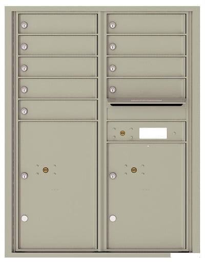 Surface Mount 4C Horizontal Mailbox – 9 Doors 2 Parcel Lockers – Front Loading – 4C11D-09-SM Product Image