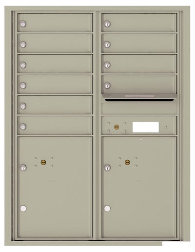 Recessed 4C Horizontal Mailbox – 10 Doors 2 Parcel Lockers – Front Loading – 4C11D-10-CK25750 – Private Delivery Product Image