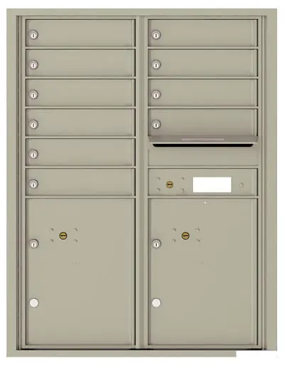 Recessed 4C Horizontal Mailbox – 10 Doors 2 Parcel Lockers – Front Loading – 4C11D-10 – USPS Approved Product Image