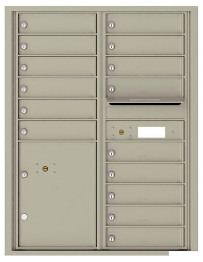 Recessed 4C Horizontal Mailbox – 15 Doors 1 Parcel Lockers – Front Loading – 4C11D-15 – USPS Approved Product Image