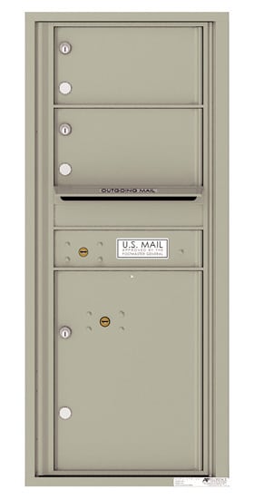 Surface Mount 4C Horizontal Mailbox – 2 Doors 1 Parcel Locker – Front Loading – 4C11S-02-SM Product Image