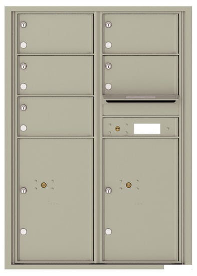 Recessed 4C Horizontal Mailbox – 5 Doors 2 Parcel Lockers – Front Loading – 4C12D-05 – USPS Approved Product Image