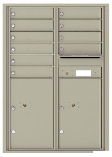 Surface Mount 4C Horizontal Mailbox – 10 Doors 2 Parcel Lockers – Front Loading – 4C12D-10-SM Product Image